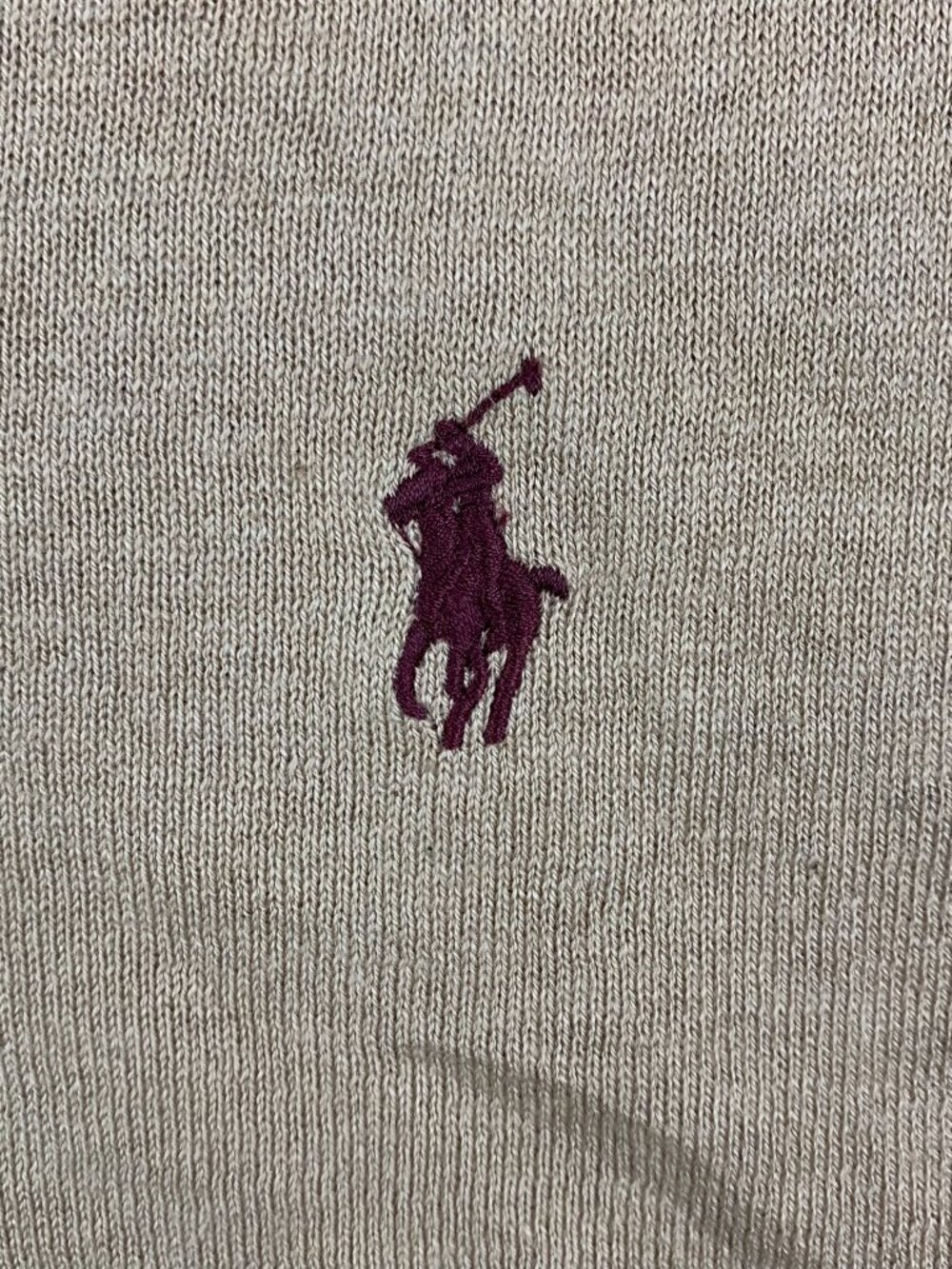 Ralph Lauren Polo Mens Sweater XL Beige Tan V-Neck Long Sleeve Cotton Cashmere - Picture 3 of 8